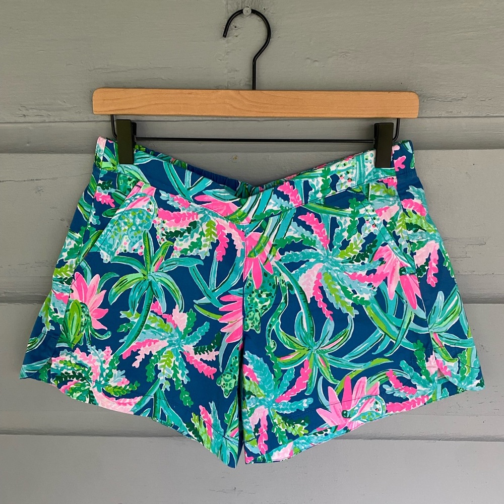 Women's Lilly Pulitzer Bennet Blue Surf Gypsea Swim Ocean View Shorts sz S